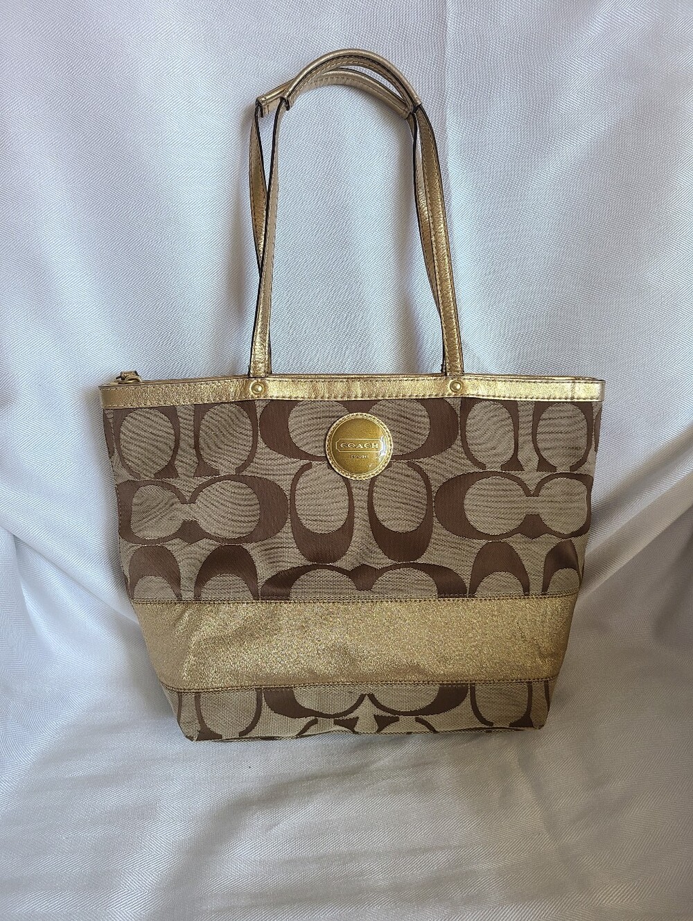 Coach Brown and Gold Signature Tote
